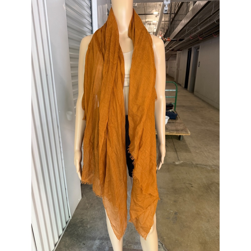 CHAN LUU Ginger Orange Modal Cashmere Scarf Frayed Wrap BRH-SC-313 NEW - Picture 2 of 5